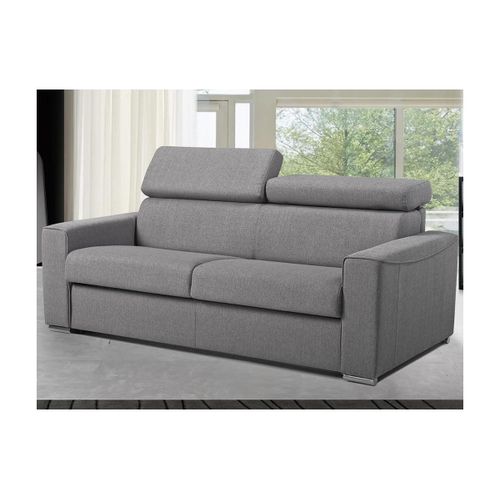 Canapé 3 Places Convertible Express En Tissu Vizir - Gris - Couchage 140 Cm - Matelas 14 Cm