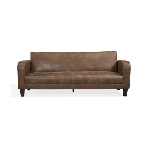Canapé Club 3 Places Convertible Inicio En Microfibre Aspect Cuir Vieilli