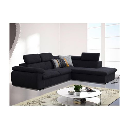 Canapé D'angle Convertible En Tissu Avec Coffre De Rangement Fabien - Noir - Angle Droit