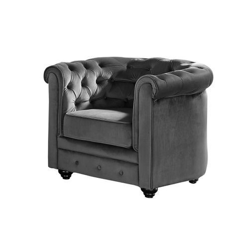 Fauteuil Chesterfield - Velours Anthracite