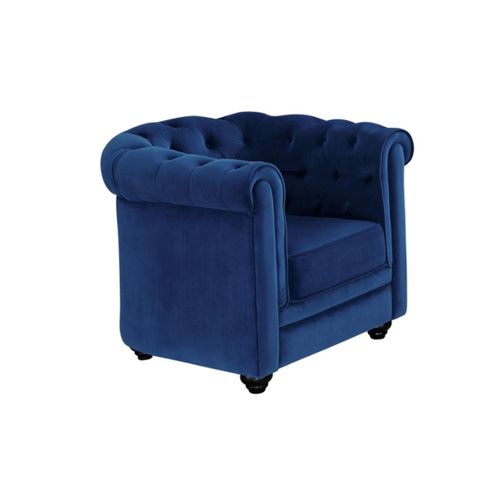 Fauteuil Chesterfield - Velours Bleu Roi