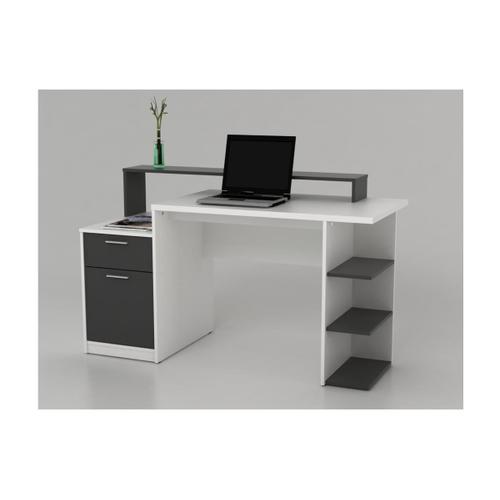 Bureau Avec Rangements Zacharie - Blanc Et Gris