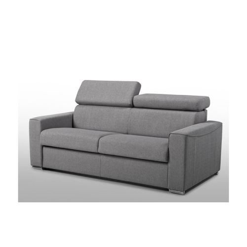 Canapé 3 Places Convertible Express En Tissu Vizir - Gris - Couchage 140 Cm - Matelas 18 Cm
