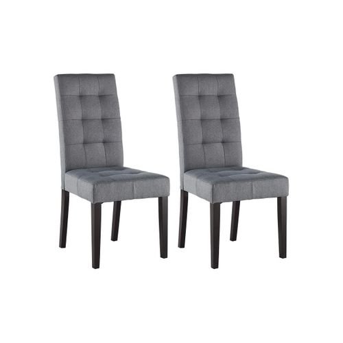 Lot De 2 Chaises Villosa - Tissu Gris & Pieds Bois Noir