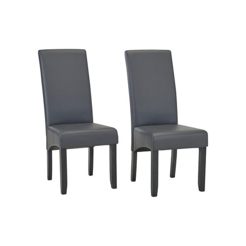 Lot De 2 Chaises Rovigo - Simili Gris Mat - Pieds Bois Noir