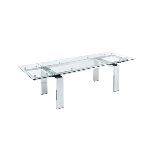 Table À Manger Extensible Lubana - Verre Trempé & Métal - 8 À 10 Couverts