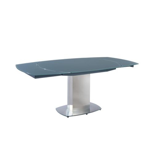 Table À Manger Extensible Talicia - Verre Trempé & Métal - 6 À 8 Couverts - Coloris Gris
