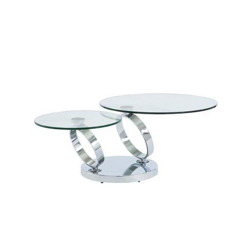 Table Basse Avec Plateaux Pivotants Joline - Verre Trempé & Métal