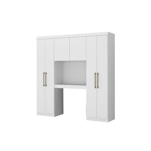 Pont De Lit Antero - 6 Portes - Avec Armoires Et Rangements - L.200 Cm - Blanc