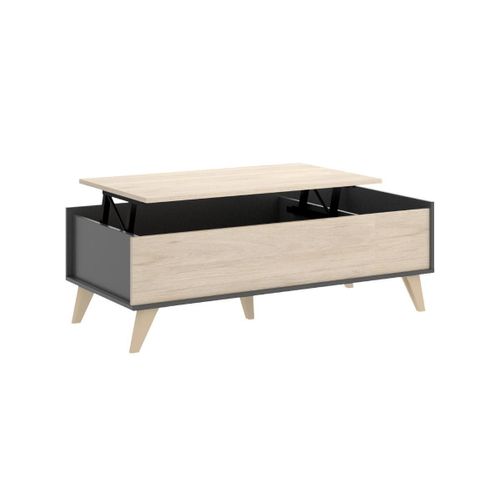 Table Basse Relevable Kolyma - 1 Niche - Coloris : Chêne & Anthracite