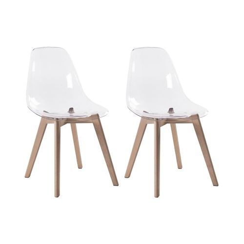 Lot De 2 Chaises Audra - Polycarbonate Et Hêtre - Transparent