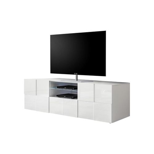 Meuble Tv Calisto - Leds - 2 Portes & 1 Tiroir - Blanc Laqué