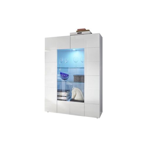 Vitrine Calisto - Leds - 2 Portes - Blanc Laqué