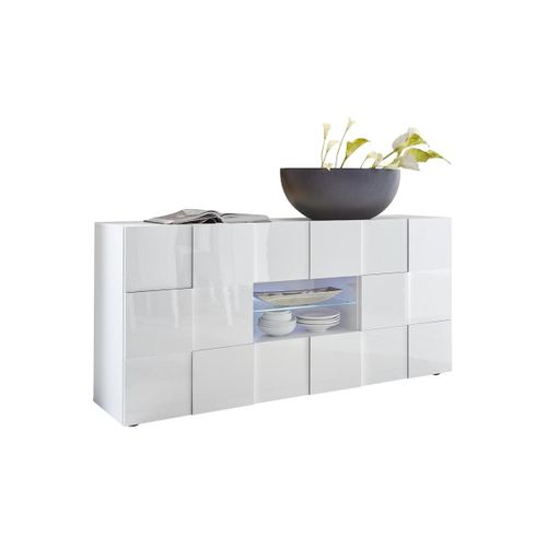 Buffet Calisto - Leds - 2 Portes & 2 Tiroirs - Blanc Laqué