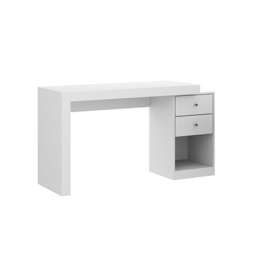 Bureau Extensible 2 Tiroirs Et 1 Niche - Coloris : Blanc - Evan