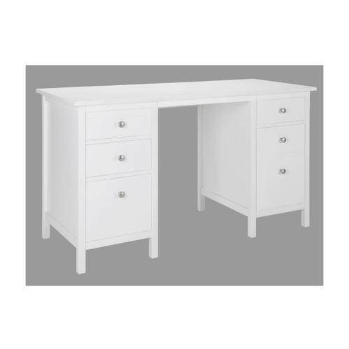 Bureau Albane - 4 Tiroirs - 1 Porte - Pin Blanc