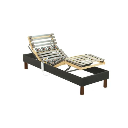 Sommier Électrique De Relaxation Lattes Et Plots Tissu Gris Anthracite De Dreamea - 80 X 200 Cm