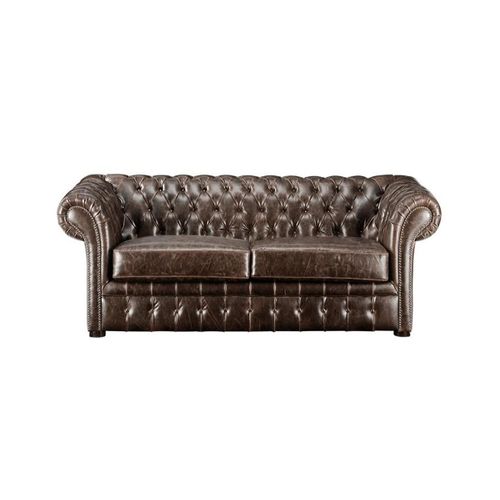 Canapé 2 Places Chesterfield Clotaire 100% Cuir Vieilli