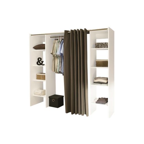 Dressing Tom Blanc Et Rideau Taupe Deux Colonnes 185,3 X 182 - Symbiosis