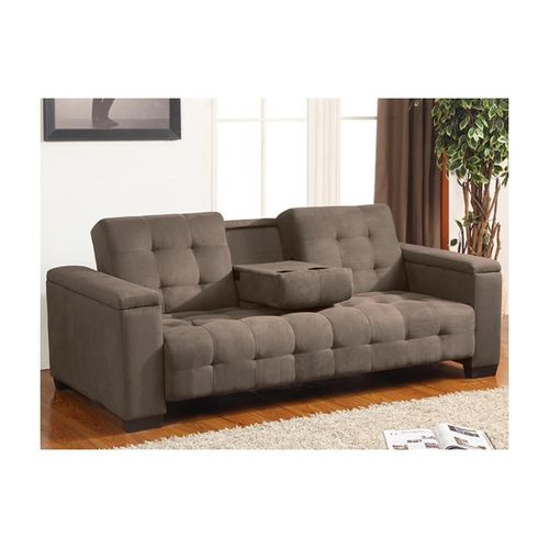 Canapé 3 Places Clic-Clac En Microfibre Devonshire Avec Tablette Centrale Rabattable - Marron