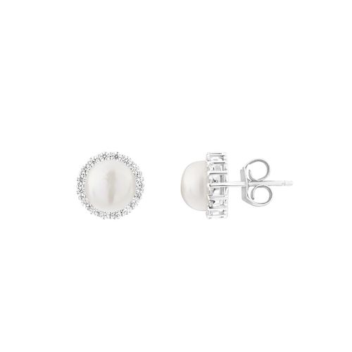 Boucles D'oreilles En Argent 925/1000 Et Synthetic Pearl