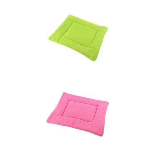 2 Pcs Matelas Lit D'animaux Carré Tapis Pour Couchage De Chien Chat Animaux De Compagnie Vert + Rose