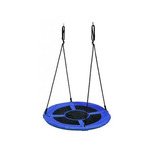 Balancoire Ronde Nid D'oiseau 100cm Bleu - Cadre Acier, Tissu Pe, Hauteur Reglable 160cm Max, Charge 100kg Max - Enfant, Adulte - Agres Portique