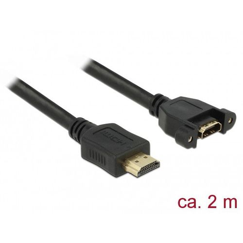 Delock - Câble d'extension HDMI avec Ethernet - HDMI mâle pour HDMI femelle vissable - 2 m - noir - support 4K