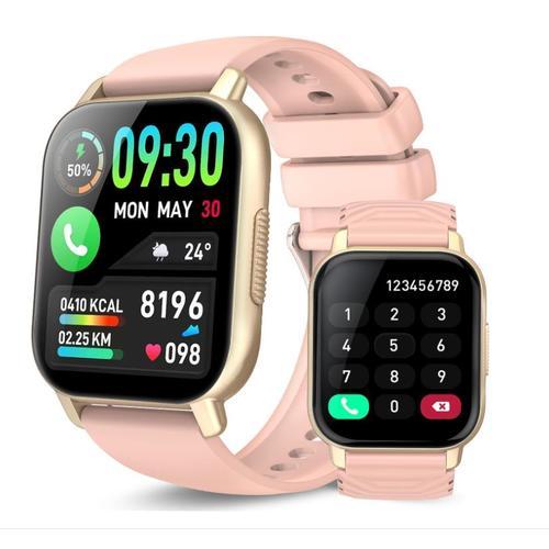 Montre Connectée Homme Femme Avec Appel Bluetooth, 1.85" Hd Smartwatch, Montre Connectée Etanche Ip68, 112 Modes Sportifs Avec Podometre/Cardiofrequencemetre/Moniteur De Sommeil Pour Android/Ios, Rose