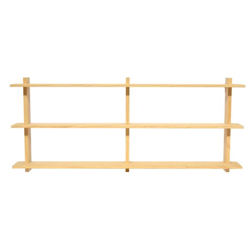 Triple Étagère Murale En Bois De Pin Naturel 150 Cm