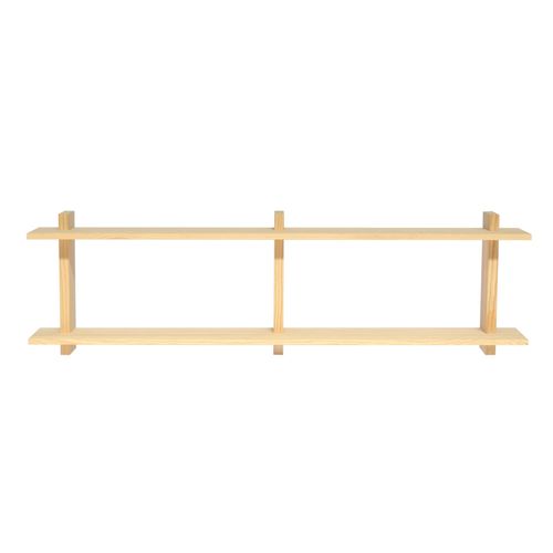 Etagère Murale Double En Bois De Pin Naturel 170 Cm