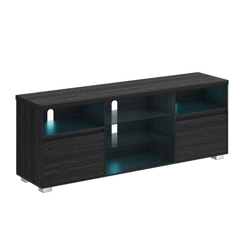 Meuble Tv Avec Led 2 Placards Effet Bois Noir