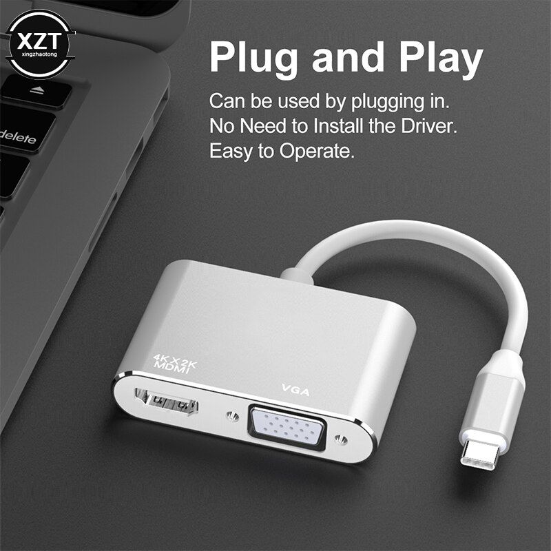 Autre - Adaptateur USB C vers HDMI VGA 4K Type C HUB, conver... - 4