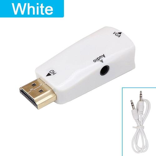 blanc - HDMI mâle à femelle-adaptateur compatible à VGA convertisseur de câble Audio HD 1080P pour PC portable TV Box ordinateur affichage projecteur