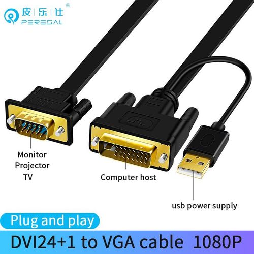 DVI vers VGA 1mètre - câble DVI vers VGA, 1080P 60HZ, DVI vers D-SUB vja, pour écran graphique d'ordinateur, adaptateur d'interface 24 + 1, 24 + 5 câbles HD
