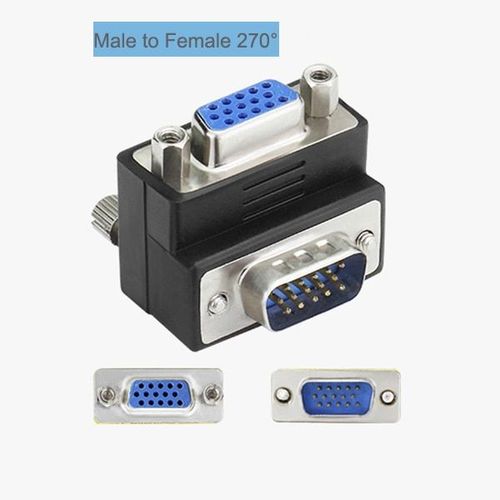 Homme Femme à 270 - Adaptateur Plug and Play VGA vers VGA, connecteur mâle vers femelle HD15, changeur de genre, pour ordinateur portable, adaptateur de coupleur SVGA
