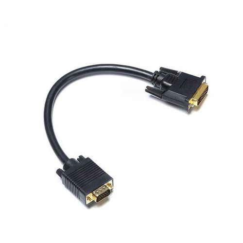 Homme VGA - Câble adaptateur vidéo DVI vers VGA i24 + 5 mâle vers VGA HD 15 broches mâle/femelle, prise en charge Full HD 1080P depuis ordinateur portable, hôte PC