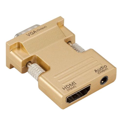 Jaune - Adaptateur de convertisseur mâle HDMI vers VGA compatible avec câble Audio sortie de Signal 1080P pour décodeur d'ordinateur
