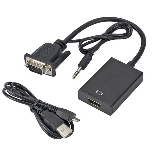 Jaune - Adaptateur Full HD 1080P VGA vers HDMI, câble adaptateur avec sortie Audio, pour PC portable vers projecteur HDTV