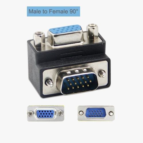 Mâle à femelle 90 - Adaptateur Plug and Play VGA vers VGA, connecteur mâle vers femelle HD15, changeur de genre, pour ordinateur portable, adaptateur de coupleur SVGA