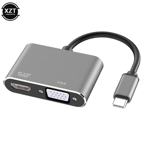 Noir - Adaptateur USB C vers HDMI VGA 4K Type C HUB, convertisseur Audio vidéo, pour Macbook, Samsung Galaxy S8