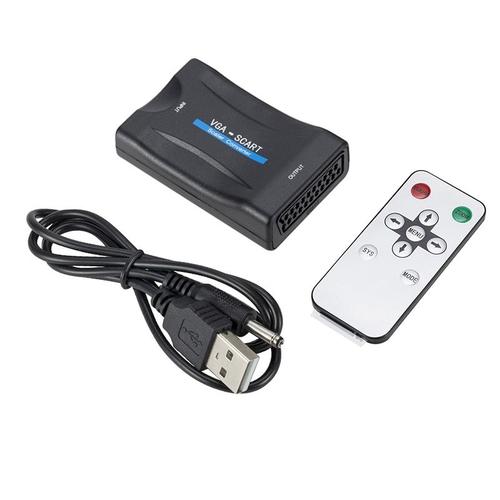 Non Câble VGA - Adaptateur convertisseur Audio vidéo VGA vers péritel 1080P + télécommande + câble USB + câbles VGA