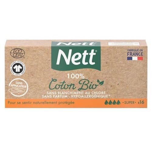 Nett - Boite De 16 Tampons En Coton Bio Avec Applicateur Super Unités Tampon 16 Un 