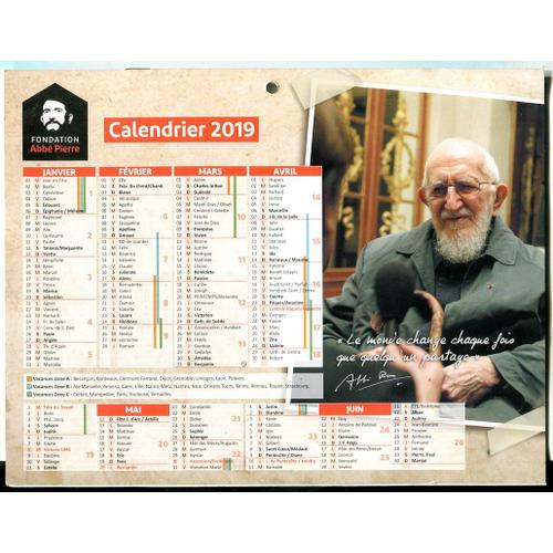 Calendrier - Fondation Abbé Pierre - 2019