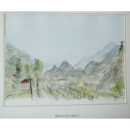 Jean Pierre Remon - Aquarelle Originale - Sion Et Les Vignes