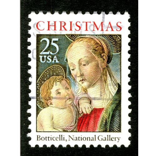 Timbre Oblitéré Usa 25, Christmas, Botticelli, National Gallery