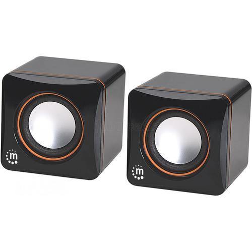 Manhattan 2600 Series Speaker System, Small Size, Big Sound, Two Speakers, Stereo, USB power, Output: 2x 3W, 3.5mm plug for sound, In-Line volume control, Cable 0.9m, Black, Three Year Warranty...