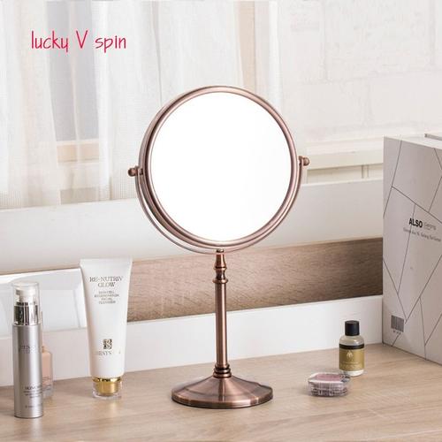 Taille 3x Bronze Rouge Fl32 Miroir De Maquillage Professionnel De Bureau, 8 Pouces, Grossissement 5x 7x 10x, Rotatif À 360 Degrés, Support De Loupe Double Face 