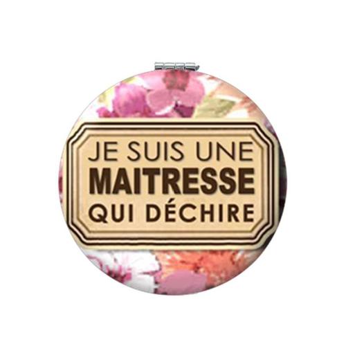 Taille Je01 Bkr Miroir Portable Avec Lettres Françaises Super Maitresse, Miroirs Grossissants Ronds 