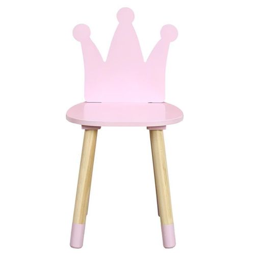 Paris Prix - Chaise Enfant En Bois "Couronne" 54cm Rose